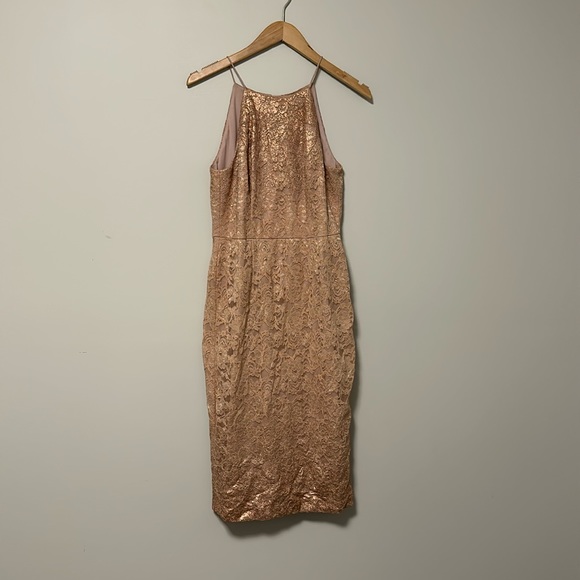 Adrianna Papell Dresses & Skirts - Adrianna Papell Rose Gold Lace Dress Size 6